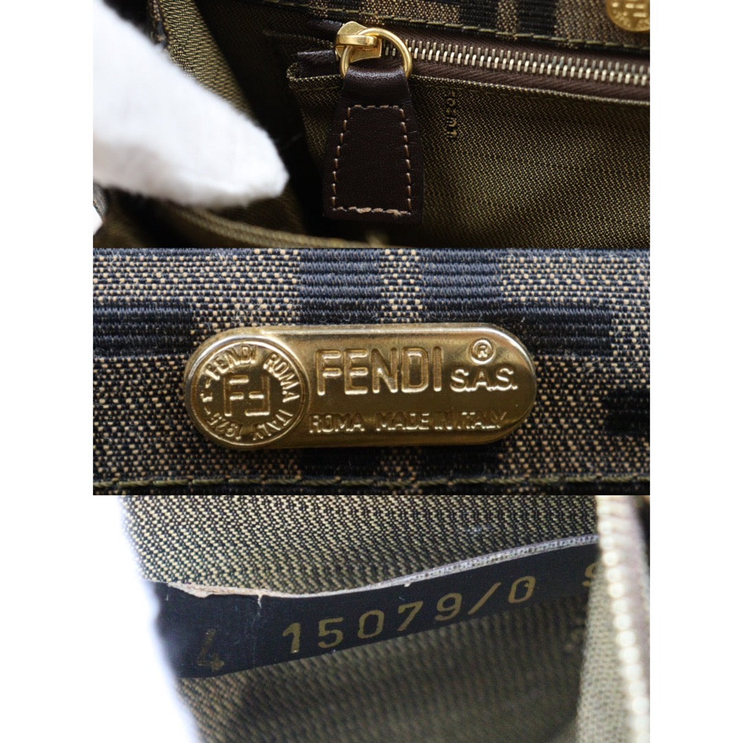 Rank A｜ FENDI Zucca Mamma Shoulder Bag Gold Hardware｜24052704