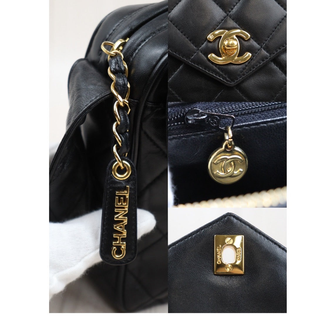 Rank A｜ CHANEL Matrasse Lamb Skin Shoulder Bag Black  ｜24041122