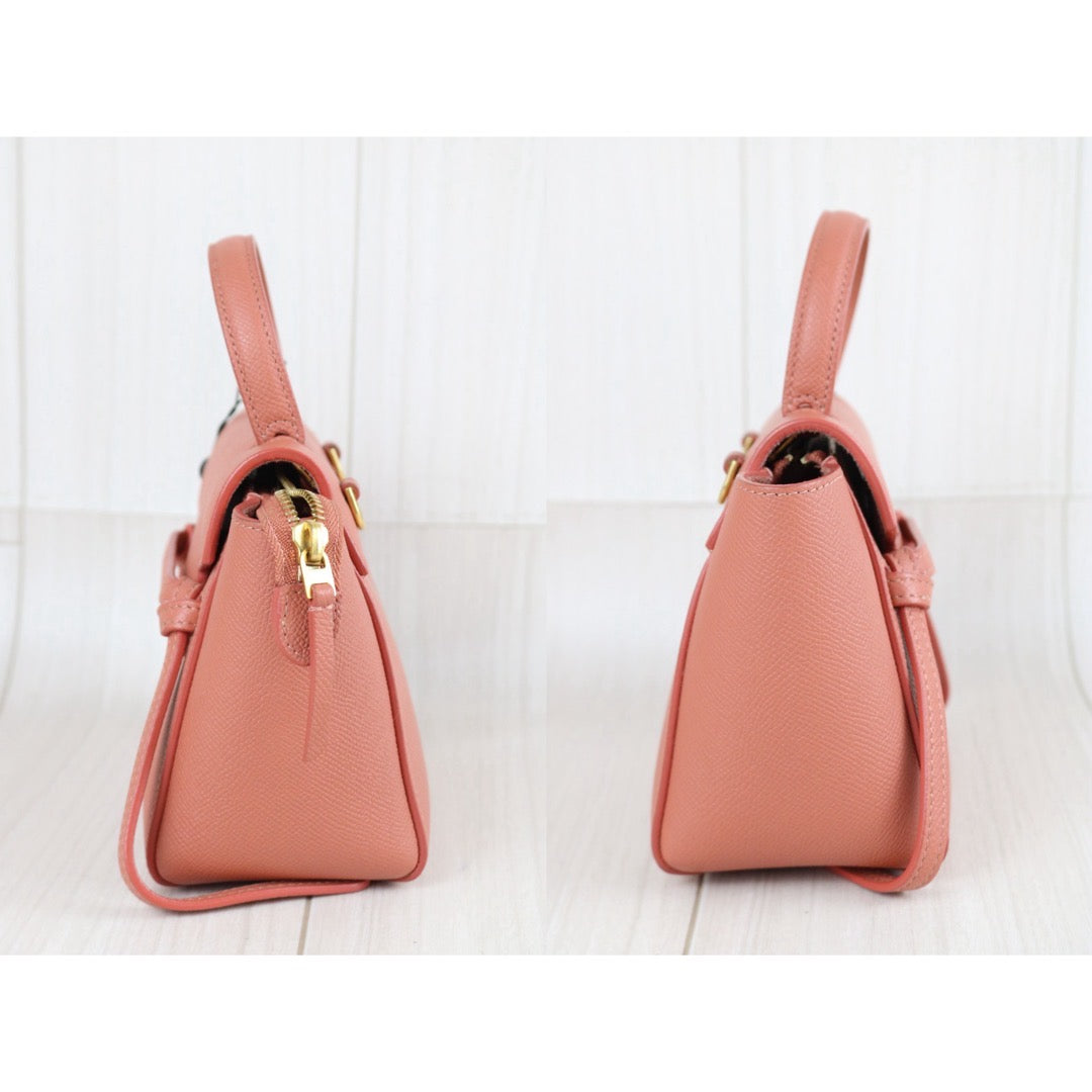 Include Entrupy Certificate of Authenticity｜Very Good ( Rank A)｜CELINE Calf Leather Belt Pico Handbag Shoulder Bag Lychee Pink｜X26051715