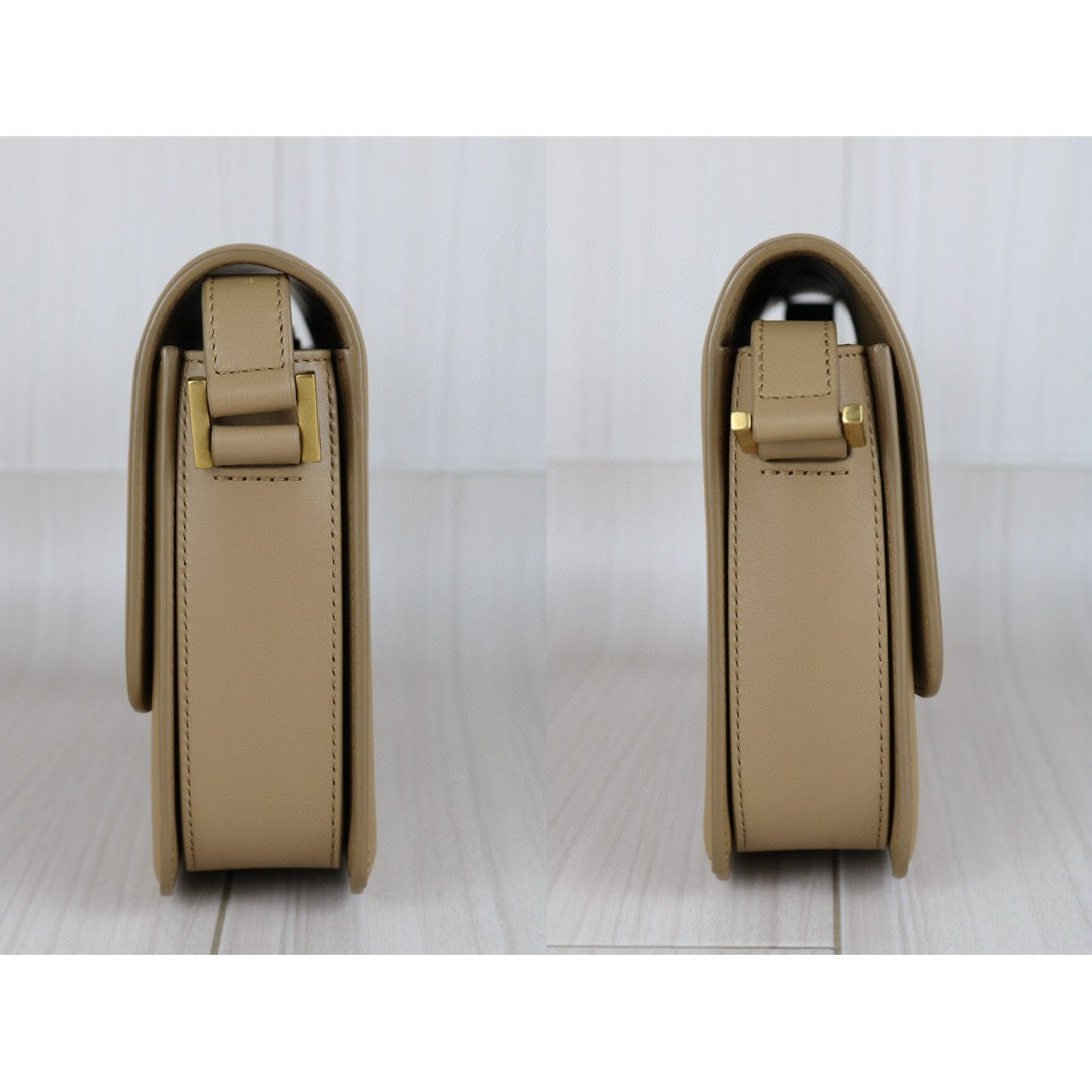 Good ( Rank AB)｜  Saint Laurent YSL Solferino Box leather Beige MM Shoulder Bag ｜B25012206