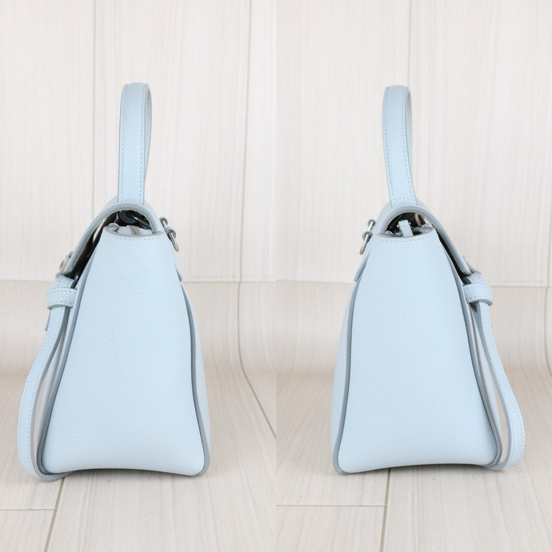 Very Good ( Rank A)｜CELINE Calf Leather  Belt Nano Handbag Shoulder Bag Soft Blue｜X25112309