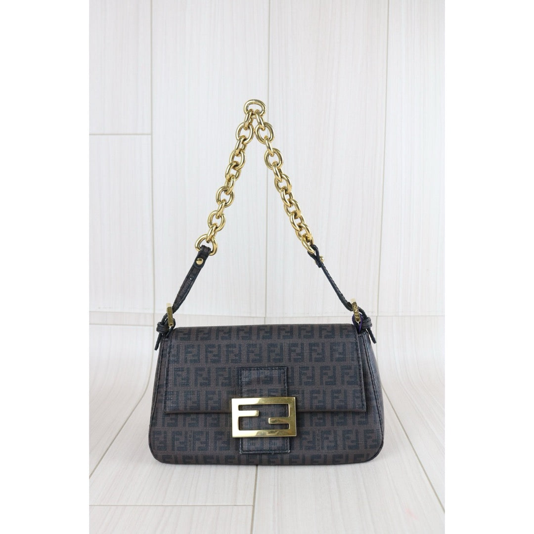 Include Entrupy Certificate of Authenticity｜Good ( Rank AB)｜ FENDI Zucca Mamma Baguette Shoulder Bag Brown｜S26073109