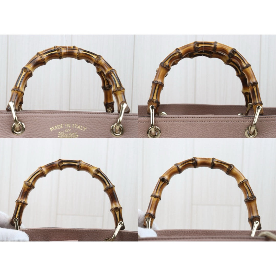 Very Good ( Rank A) ｜  GUCCI Bamboo Calf Leather Pink Tote Bag ｜W25102114