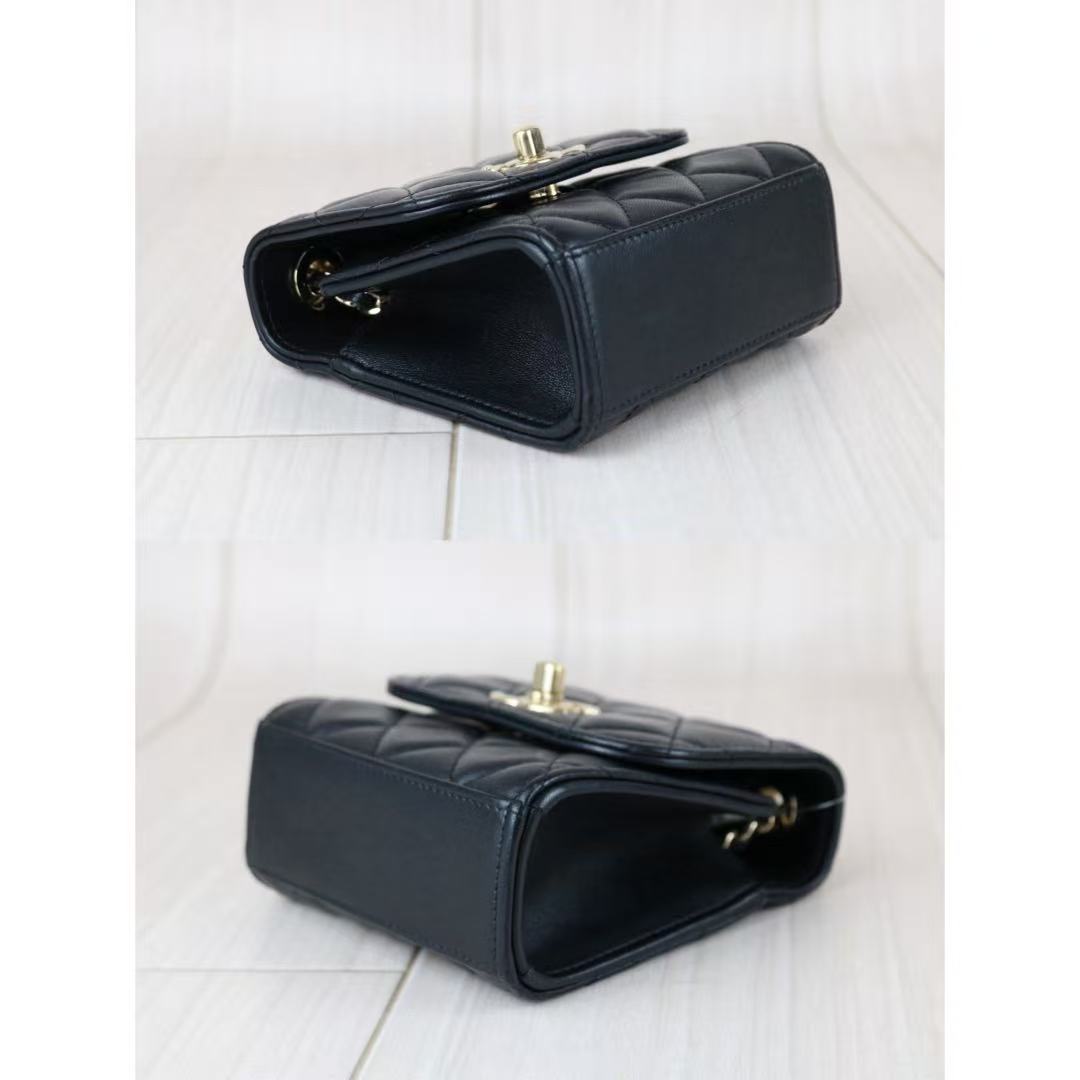 Include Entrupy Certificate of Authenticity｜Very Good ( Rank A)｜ CHANEL Matelasse Chain Lamb Skin Trandy CC mini Box Black Made In 2021-2022Year ｜S26060113