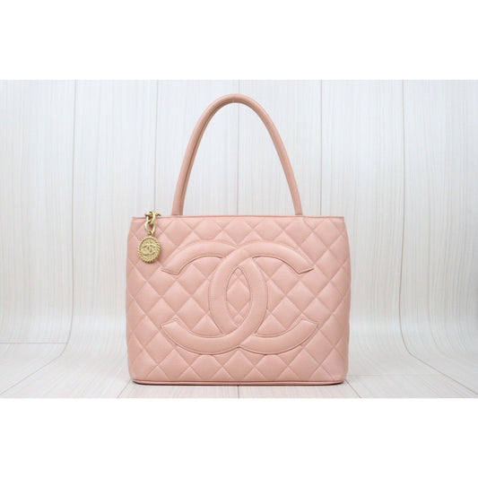 Rank A| CHANEL Caviar Skin Leather Calf Leather Tote Bag Pink Made In 2000~2002Year|24042909