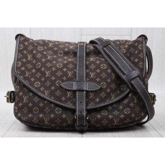 Rank AB｜LV Monogram Mini Run Saumur  Shoulder Bag Canvas Leather Brown｜24053011
