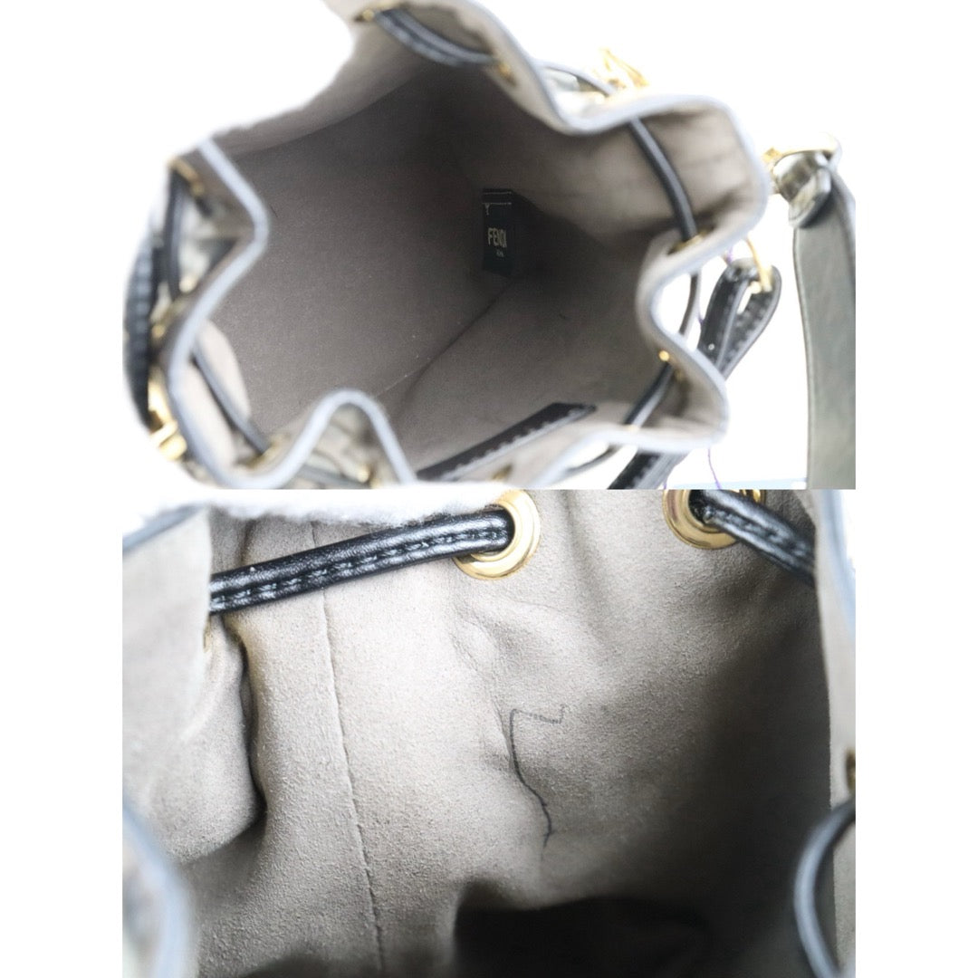 Good ( Rank AB)｜ FENDI Zucca Mini Mon Tresor Calf Leather Bucket bag Shoulder Bag Brown ｜S26010803