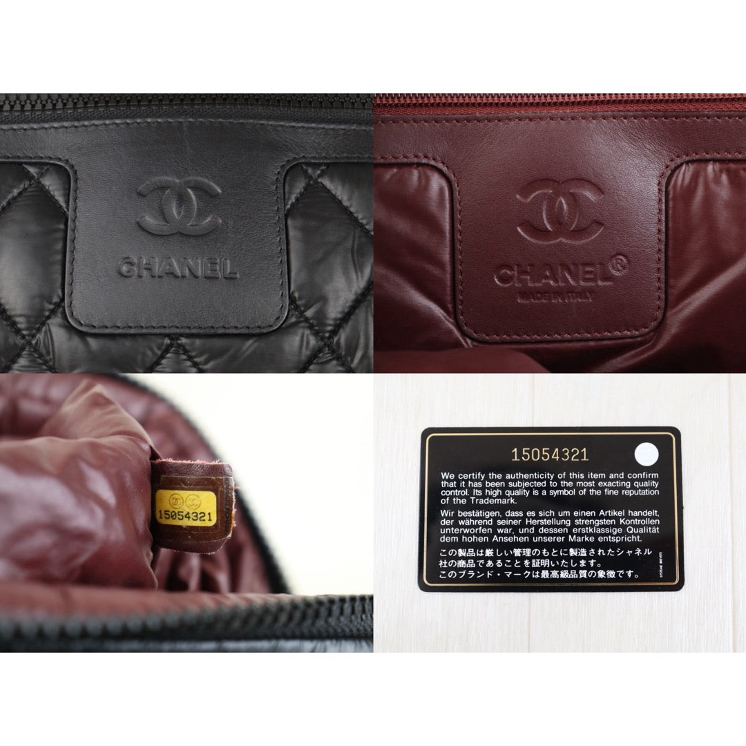 Include Entrupy Certificate of Authenticity｜Very Good ( Rank A)｜ CHANEL COCOON Down Tote Hand Bag  Black Made in 2011Year ｜H26011402