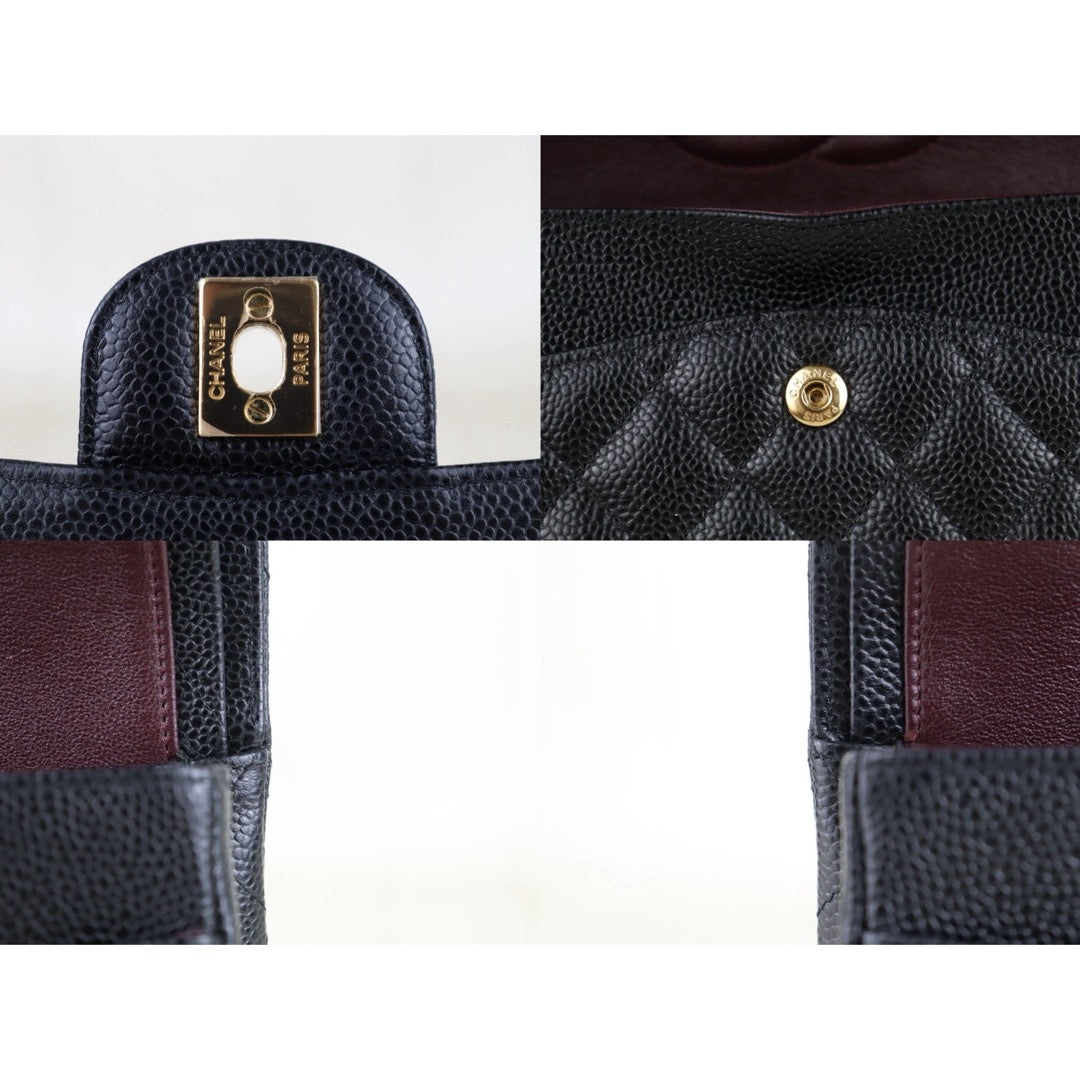 Include Entrupy Certificate of Authenticity｜Very Good ( Rank A)｜Full Set CHANEL Caviar Skin Matrasse Chain Double Flap 25 Shoulder Bag Black Made In 2017Year  ｜S26040301