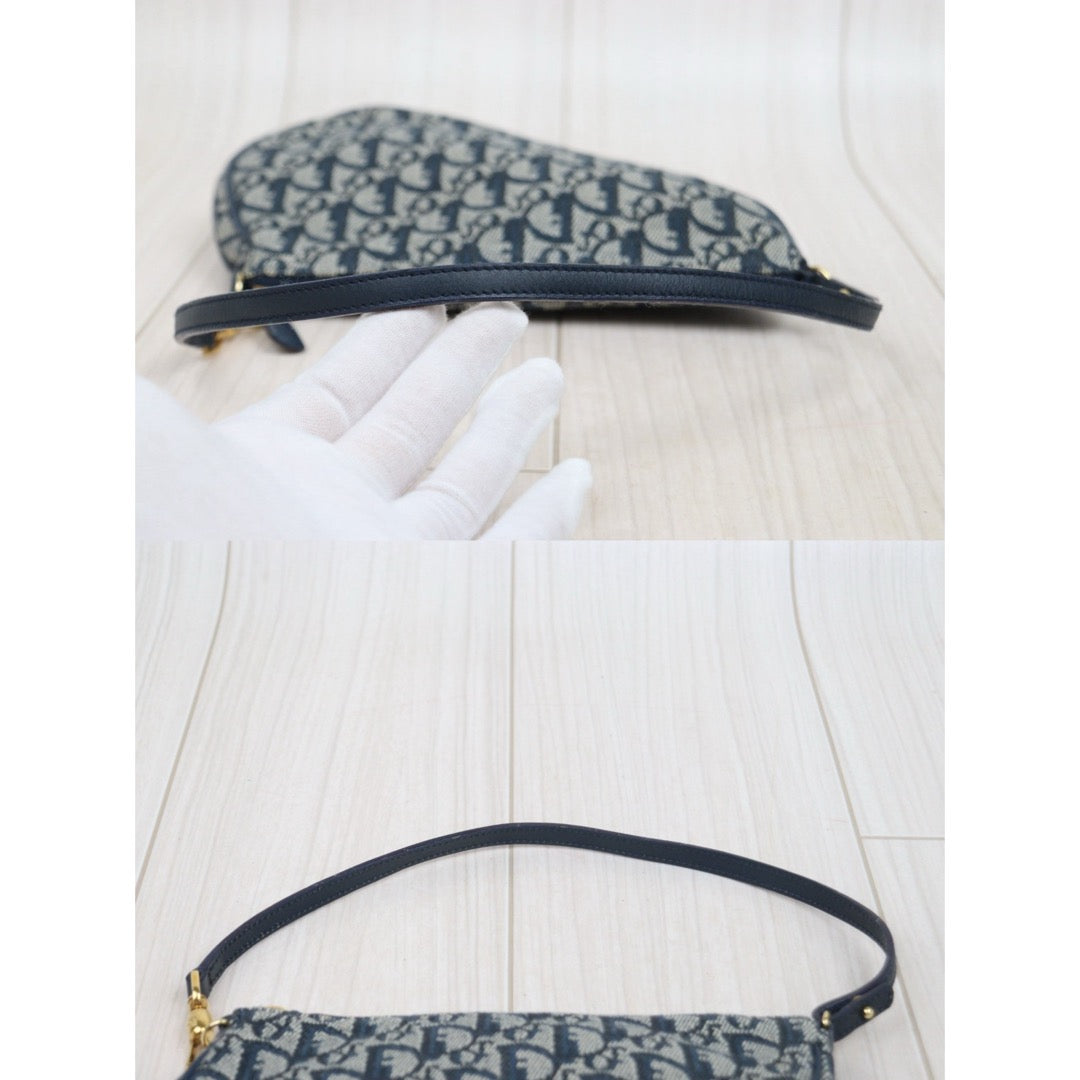 Good ( Rank AB) ｜ Dior Trotter Saddle Pochette Blue Shoulder Bag Small｜25121103