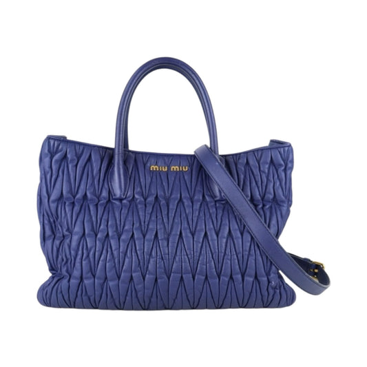 Fair ( Rank B)｜MiuMiu Lamb Skin Handbag Blue Shoulder Bag ｜H25022801