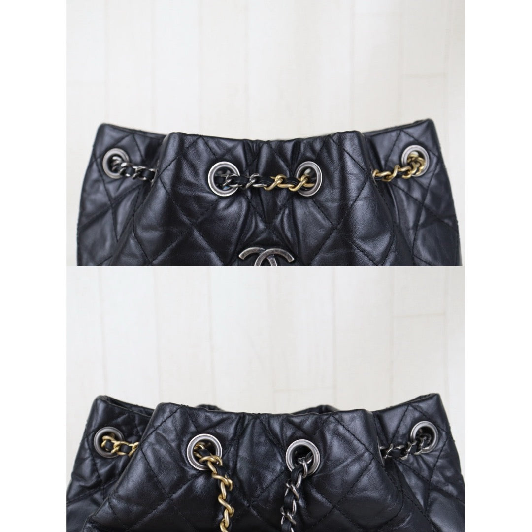 Include Entrupy Certificate of Authenticity｜Very Good（Rank A）｜ CHANEL Gabrielle Calfskin Chain Backpack PM Black Made In 2018-2019Year｜S26090743
