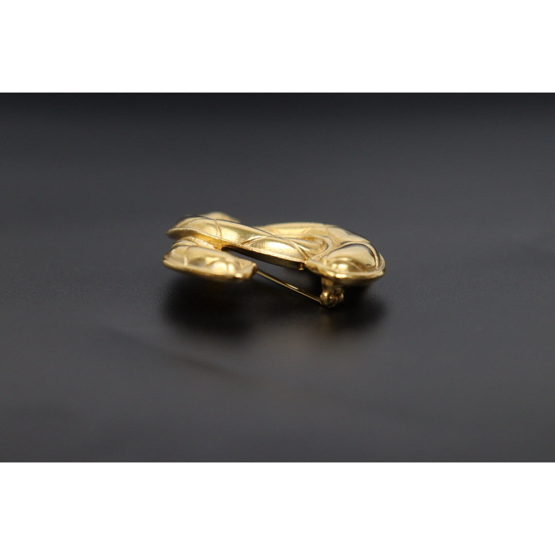 Include Authentic Detective Certificate of Authenticity｜Very Good ( Rank A)｜ CHANEL Vintage Coco Mark 24K Golden Brooch ｜Y26040605