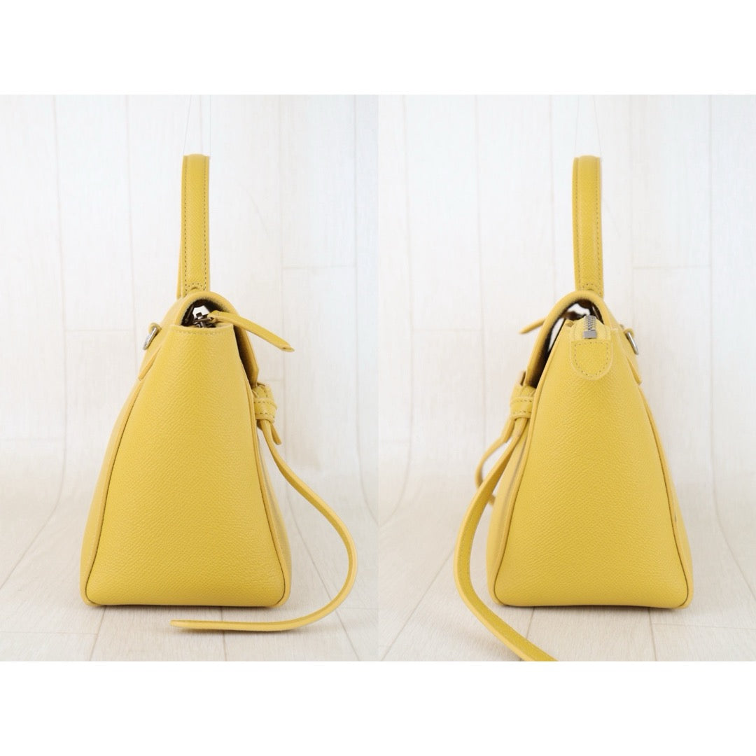 Very Good ( Rank A)｜CELINE Calf Leather  Belt Nano Handbag Shoulder Bag Yellow｜S25103003