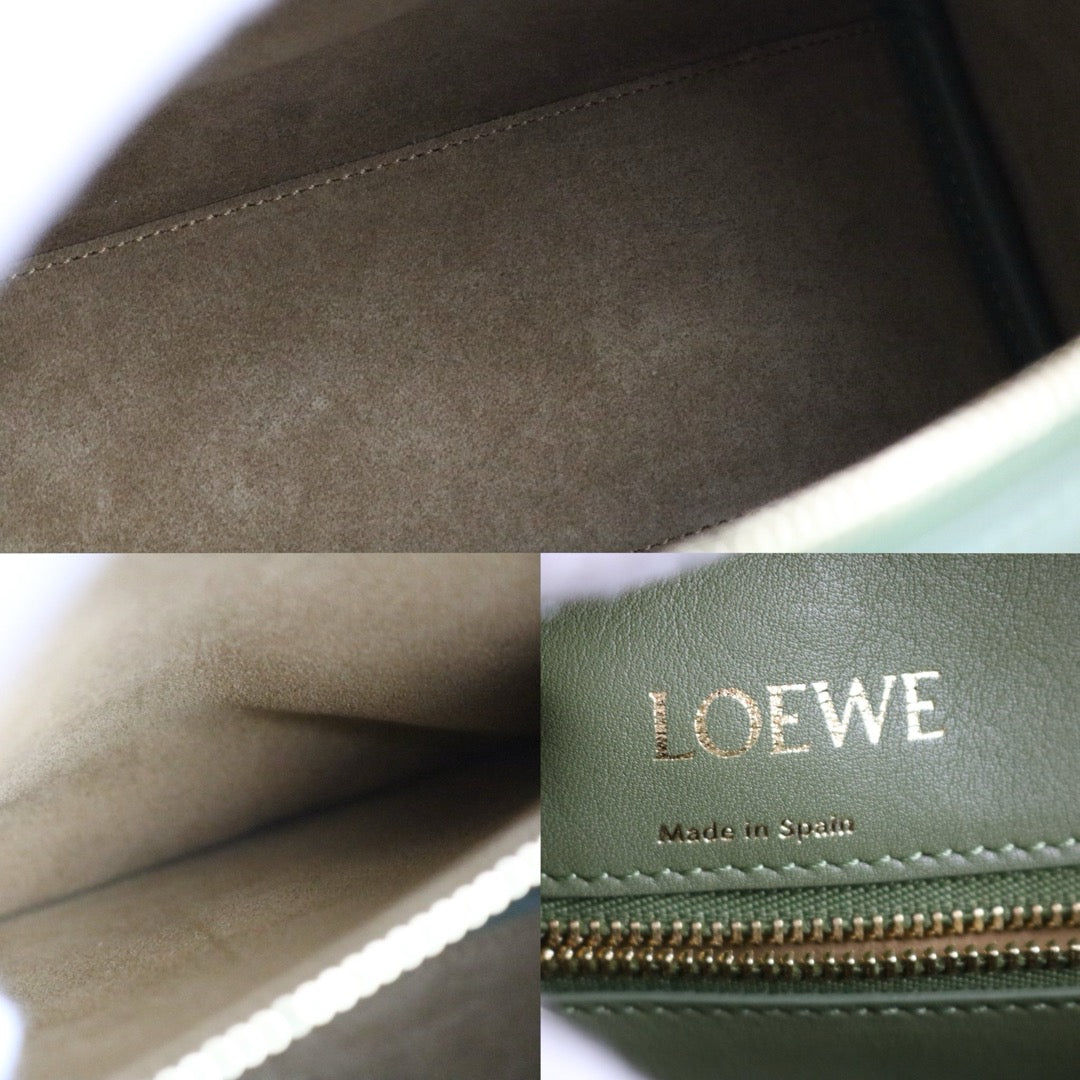 Excellent（Rank SA）｜ LOEWE Amazona Canvas Leather Calf  Matcha Hand Bag With Shoulder Strap ｜X24111204