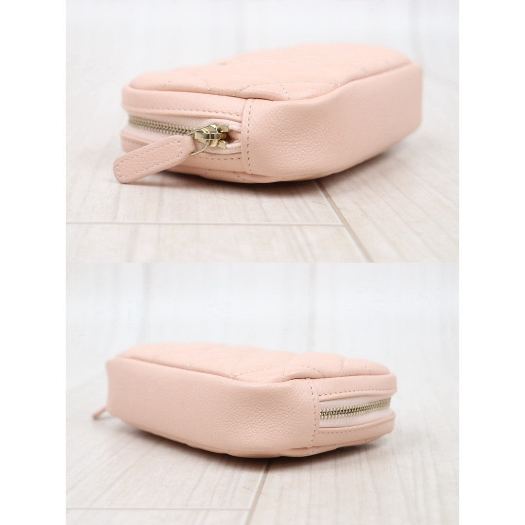Very Good ( Rank A)｜ CHANEL Caviar Skin Coin Purse Pink IC Chips Model｜Q25042206
