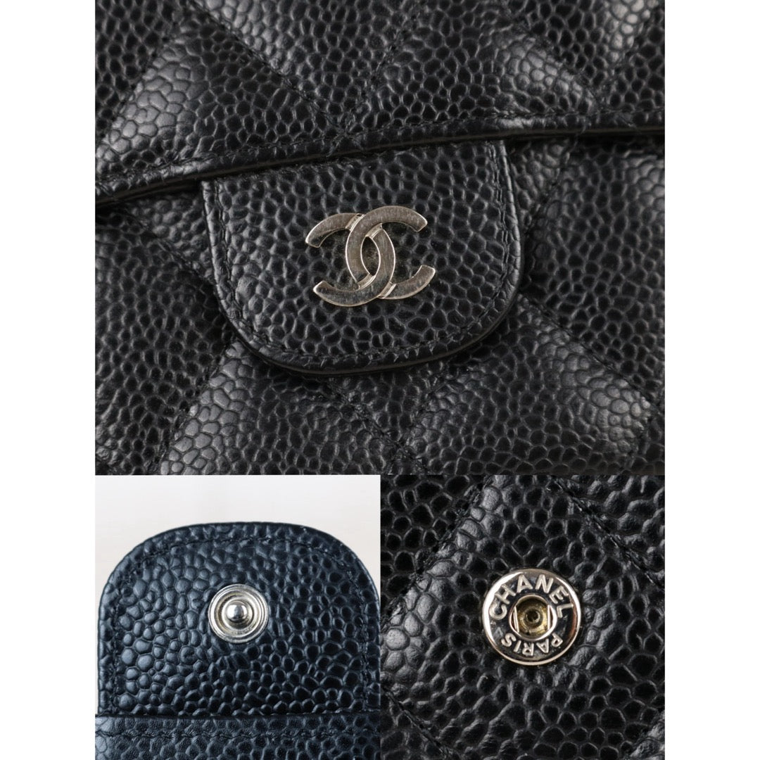 Include Entrupy Certificate of Authenticity｜Very Good ( Rank A)｜CHANEL Caviar Skin Black Long Wallet Made In 2016-2017Year｜X26041306