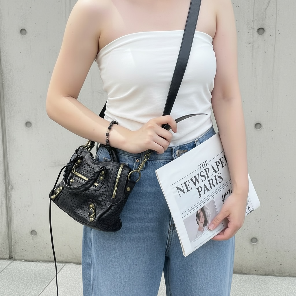 Include Entrupy Certificate of Authenticity｜Very Good ( Rank A)｜Balenciaga Calf Leather Le City Mini Handbag Shoulder Bag Black｜S26022613