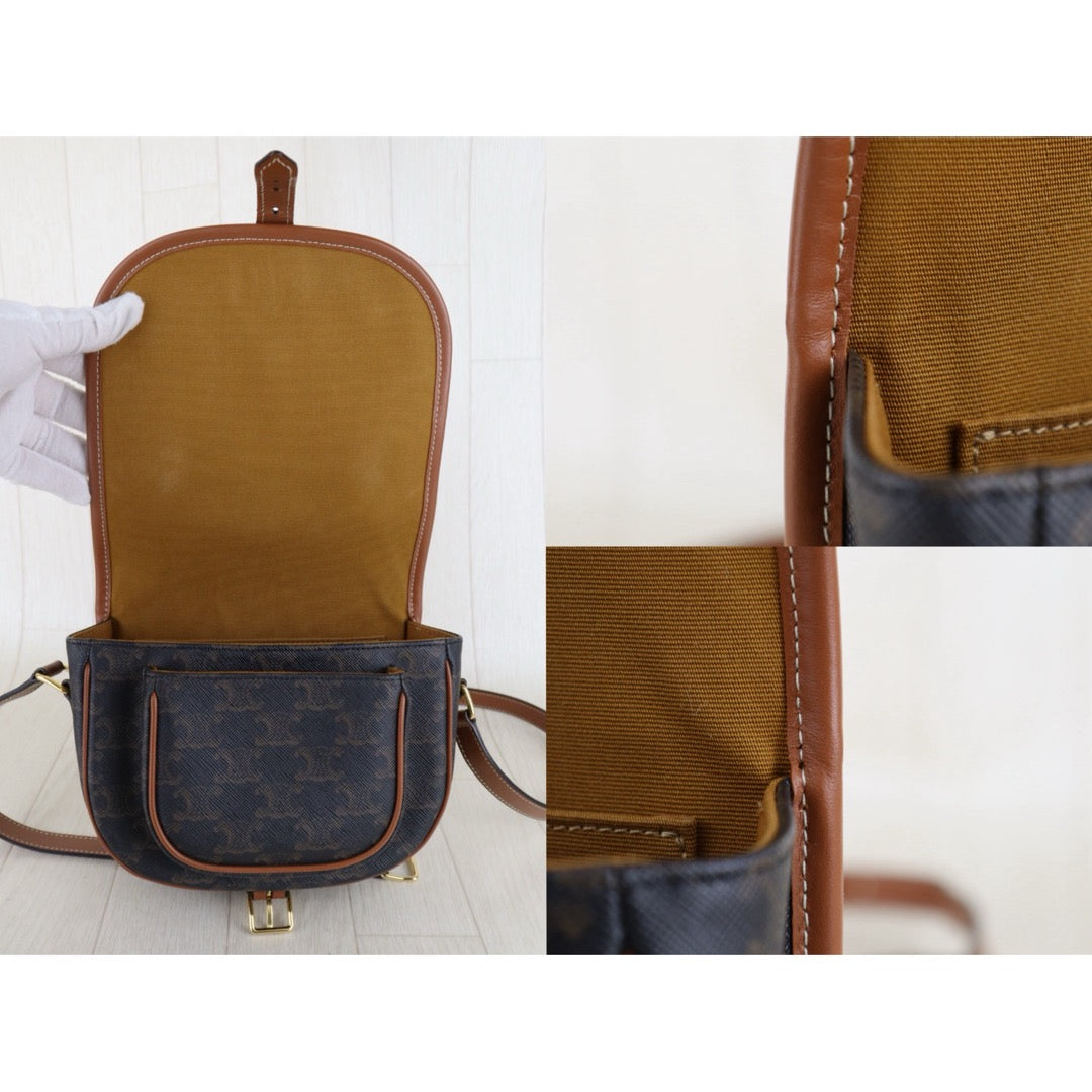 Very Good ( Rank A) ｜ CELINE Macadam Triomphe Cross Body Shoulder Bag Current Model｜S26022801