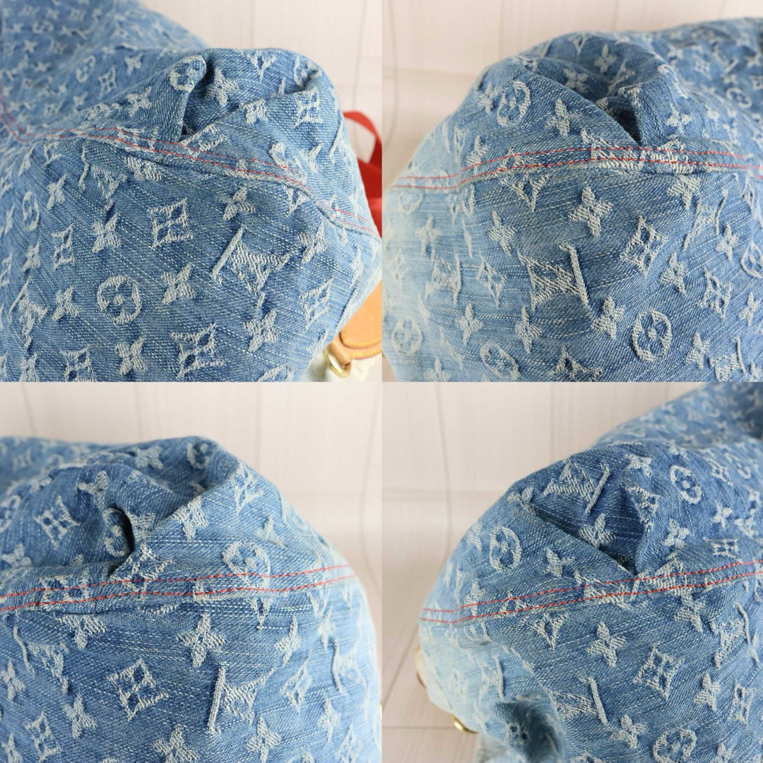 Include Entrupy Certificate of Authenticity｜Good ( Rank AB) ｜  Louis Vuitton Monogram Denim  Sunshine Blue Tote Bag Shoulder Bag  ｜S26010906