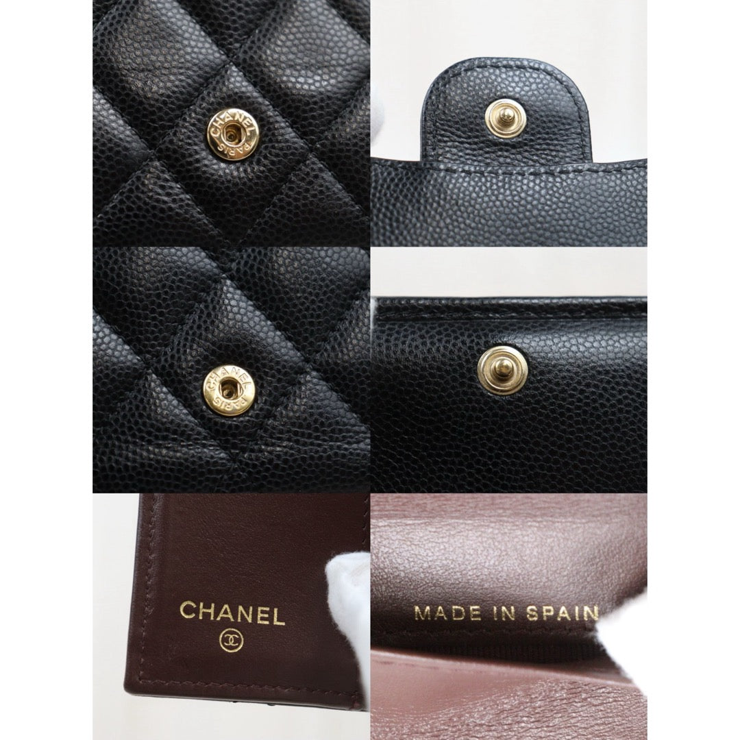 Good ( Rank AB)｜Chanel Caviar Skin Black Wallet Made In 2021-2022Year ｜25122510