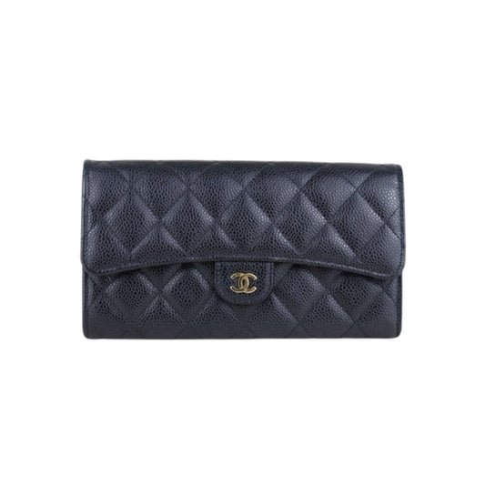Very Good ( Rank A)｜CHANEL Caviar Skin Black Long Wallet Made In 2020 - 2021 Year｜H25011310