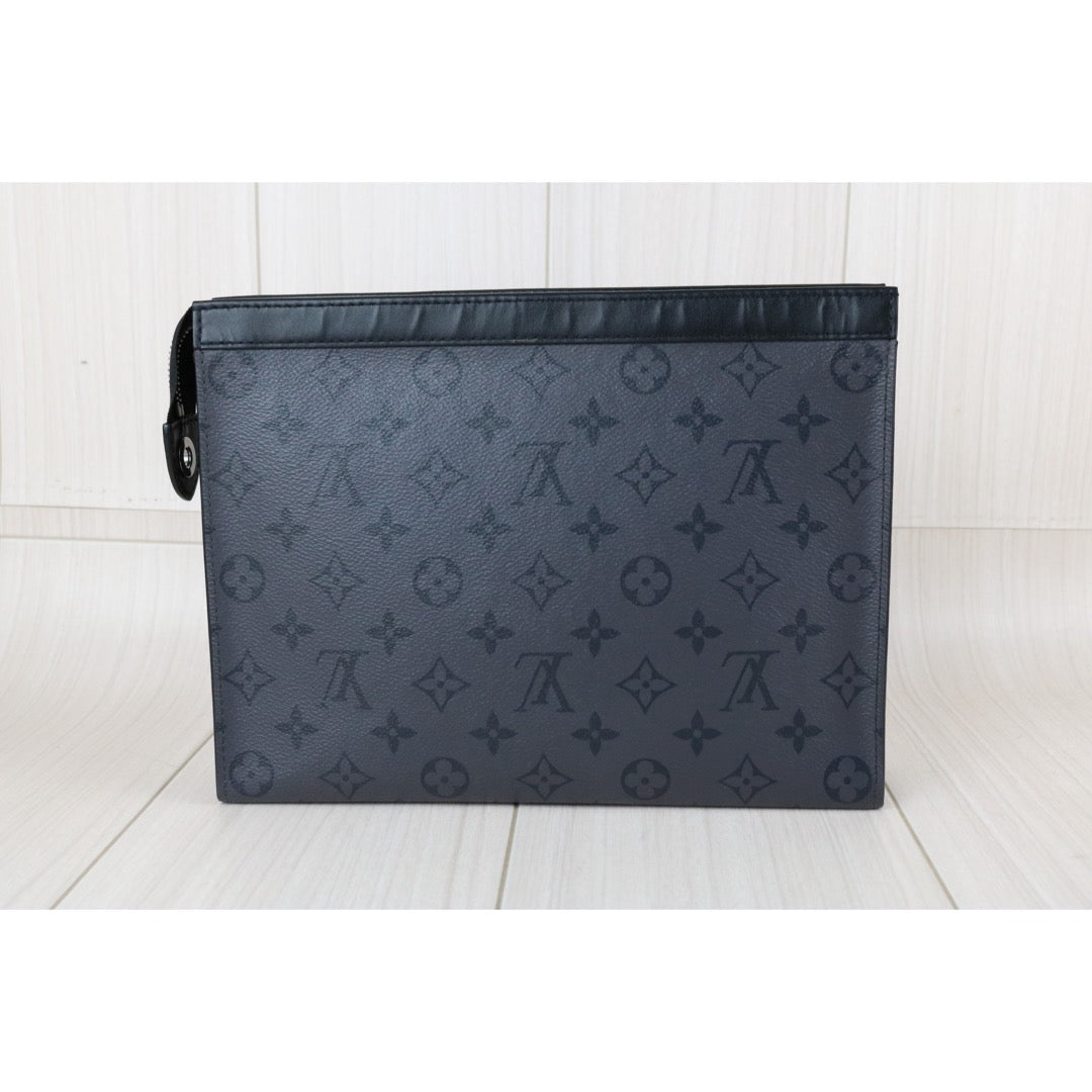 Include Entrupy Certificate of Authenticity｜Good ( Rank AB)｜Louis Vuitton Pochette Voyage MM  Pouch Black  IC Chips Model｜Z26091608