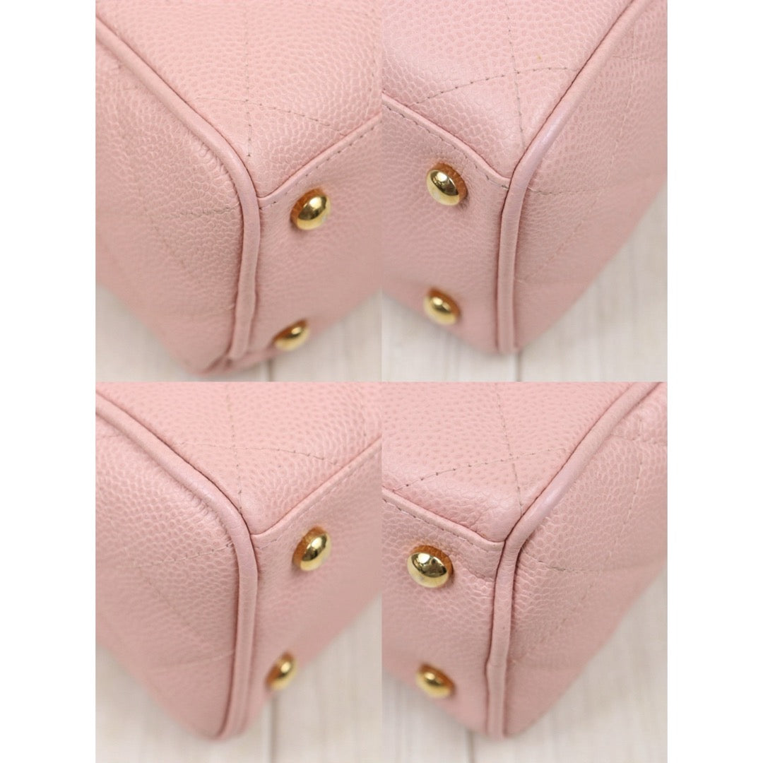 Very Good ( Rank A)｜ CHANEL Caviar Skin Calf Leather Bowling Hand Bag Pink Made In 2003～2004Year｜25122511