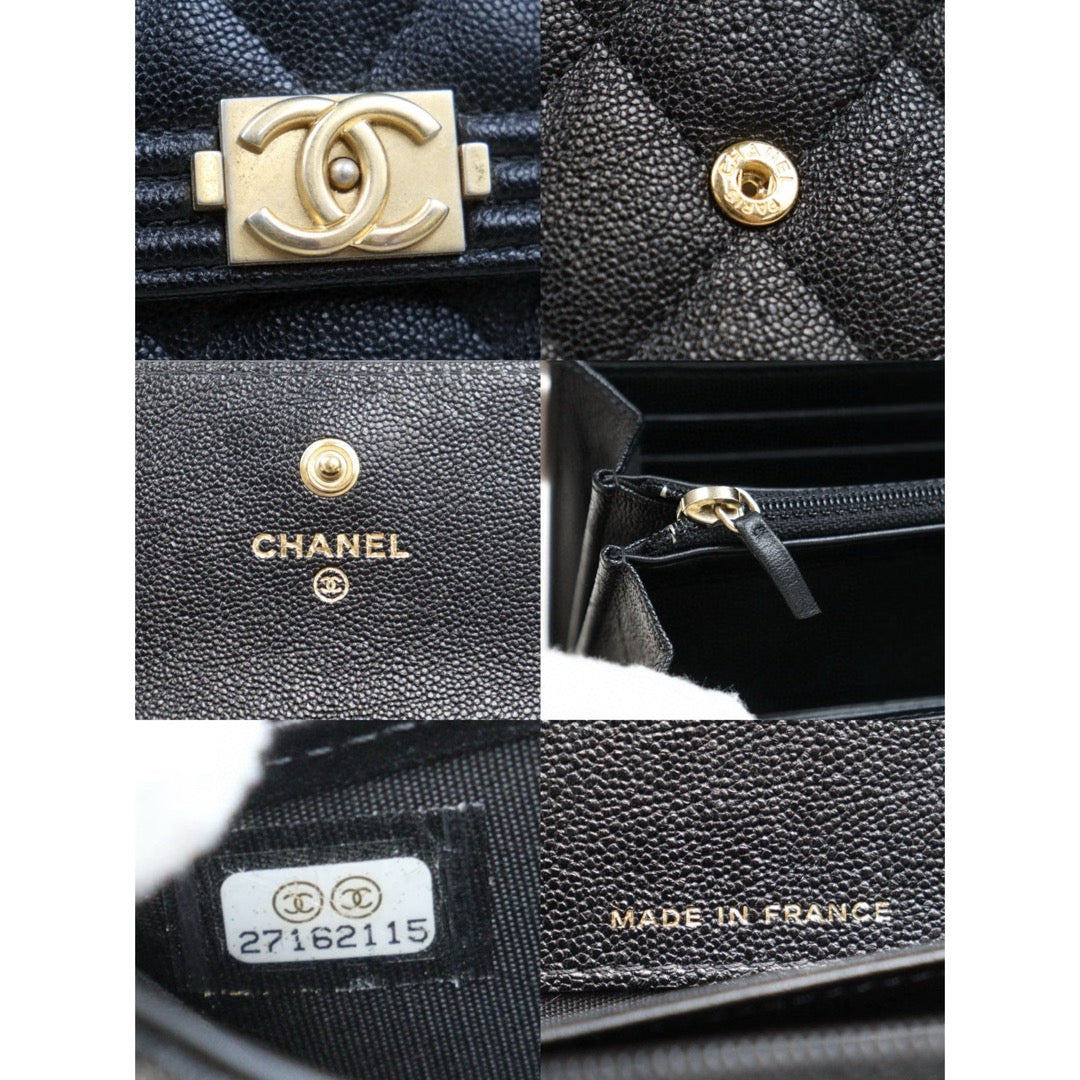 Very Good ( Rank A) ｜CHANEL Leboy Caviar Skin Black Long Wallet Made In 2019 Year｜S25021008