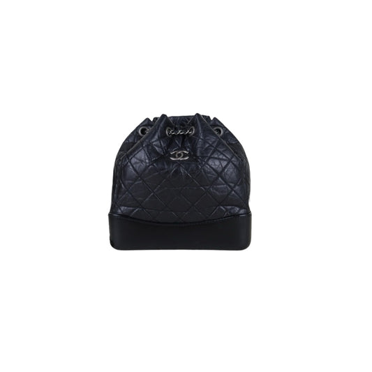 Include Entrupy Certificate of Authenticity｜Good ( Rank AB)｜CHANE Calf Leather Gabrielle Aged Backpack  Black Made in 2019-2020Year｜S26040502