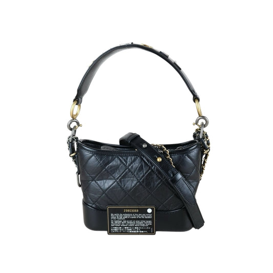Very Good ( Rank A) ｜CHANEL PM Gabrielle Calf Leather Handbag Shoulder Bag Black Made In 2021Year｜S25110327