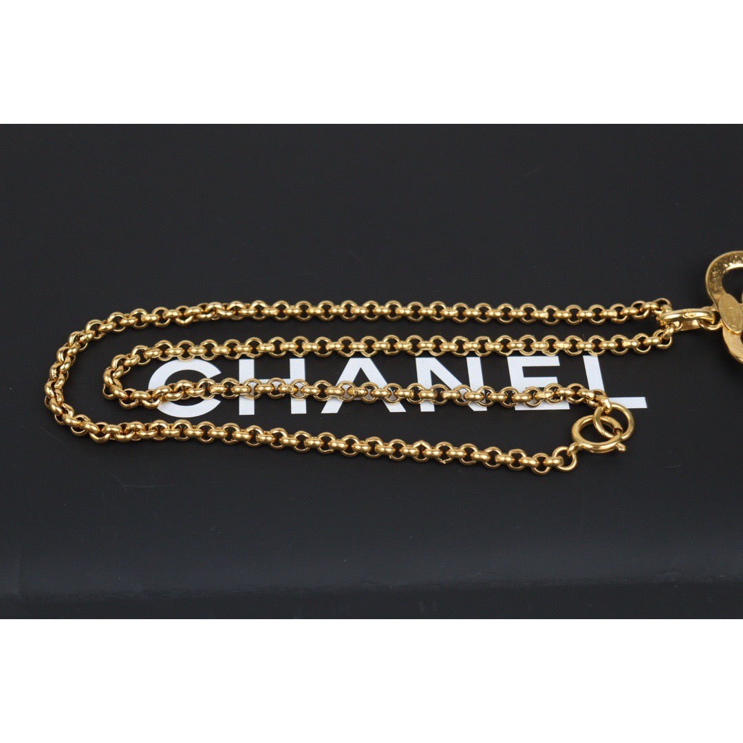 Rank A ｜ CHANEL Coco Mark 24K Gold Plated Necklace｜24030736