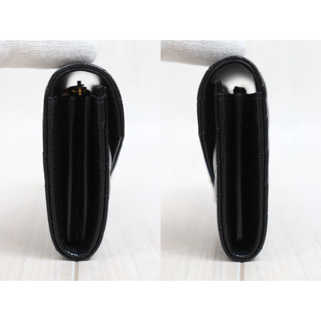 Include Entrupy Certificate of Authenticity｜Excellent（Rank SA）｜  Saint Laurent YSL Caviar Skin Calf Leather Long Wallet Black｜26060401