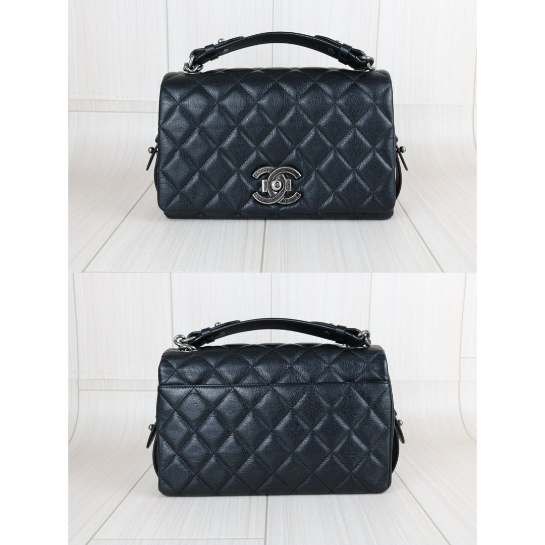 Very Good ( Rank A)｜ CHANEL City Rock Goatskin Single Flap Chain Shoulder Bag Black Made In 2015-2016 Year｜X25041402