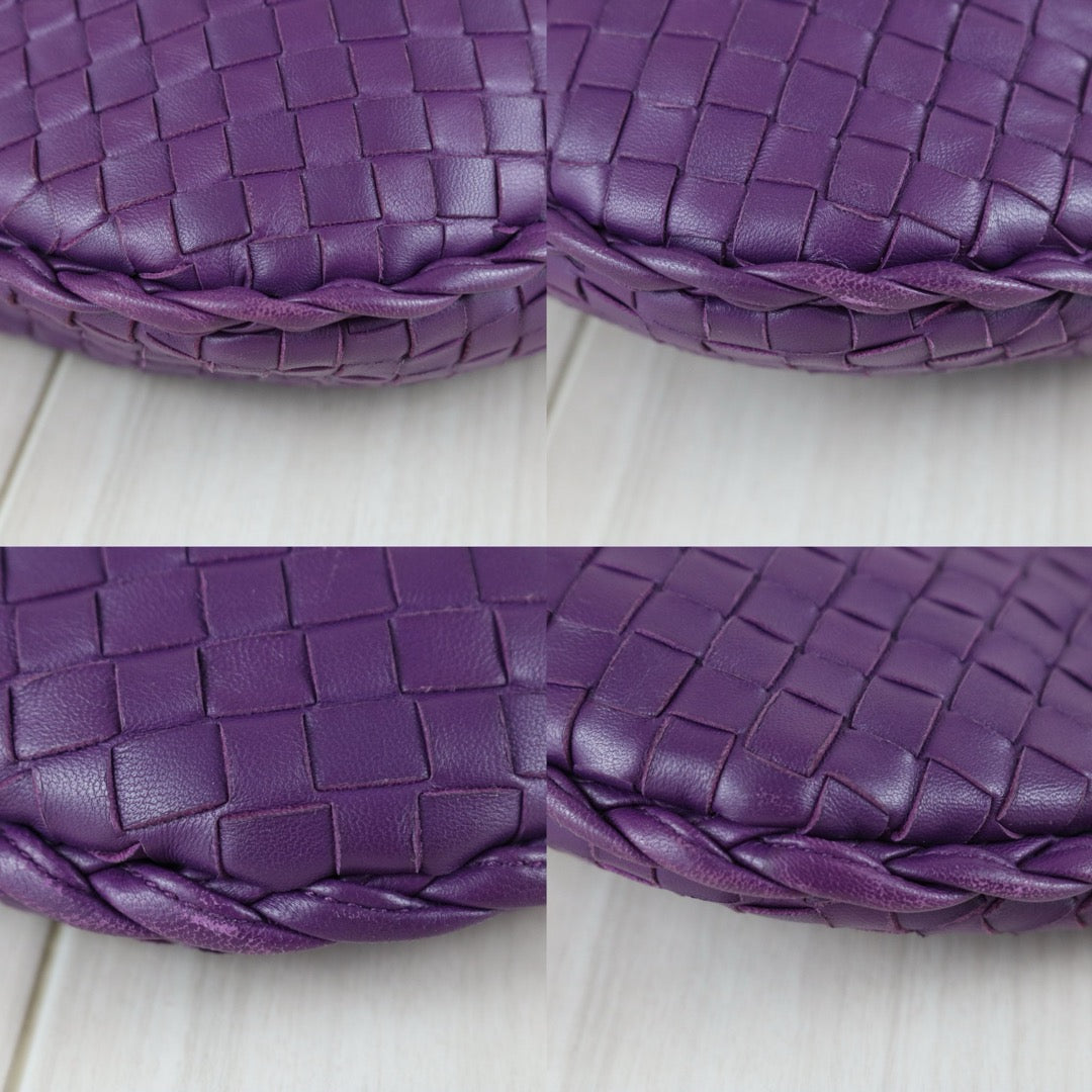 Good ( Rank AB)｜ Bottega Veneta Lamb Skin Braid Shoulder Bag Deep Purple｜S25072001