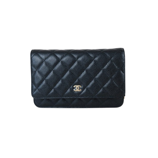 Include Entrupy Certificate of Authenticity｜Excellent（Rank SA）｜Full Set CHANEL Caviar Skin WOC 19 Chain Bag Black Made In 2020Year｜S26073001