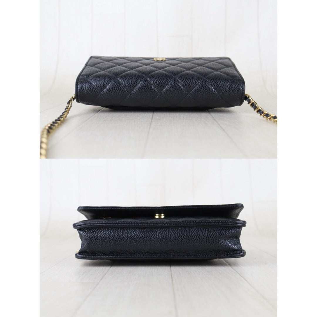 Include Entrupy Certificate of Authenticity｜Very Good ( Rank A)｜CHANEL Caviar Skin WOC Chain Bag Black Made In 2020-2021Year｜S26090402