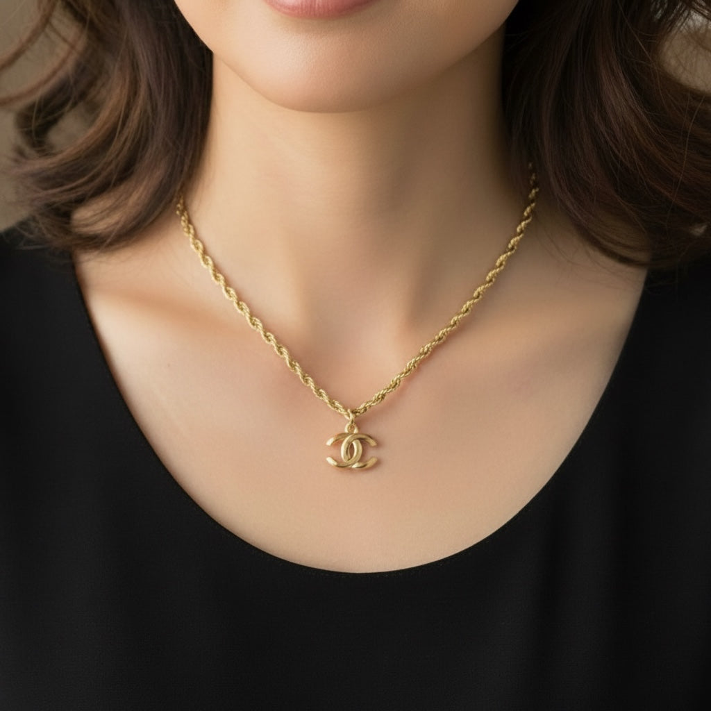 Include Authentic Detective Certificate of Authenticity｜Very Good ( Rank A) ｜CHANEL Vintage COCO Mark  Golden Necklace ｜26061804