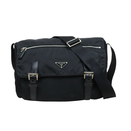 Good ( Rank AB) ｜Prada  Nylon Shoulder Bag  Black Silver Hardware｜26020302