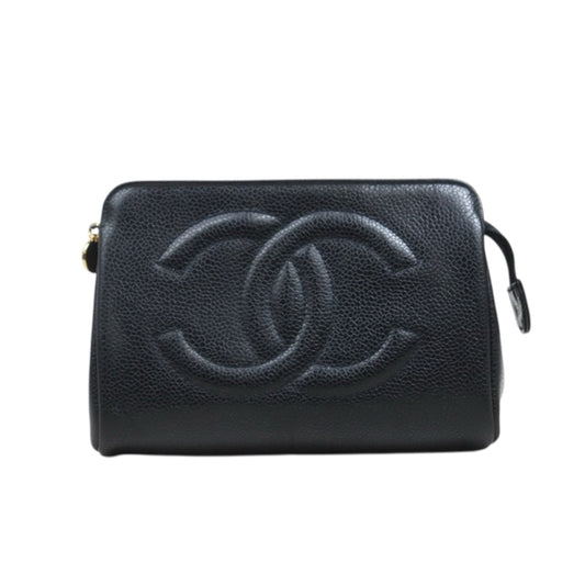 Include Entrupy Certificate of Authenticity｜Very Good ( Rank A)｜CHANEL Caviar Skin Calf Leather Vanity Case Black Made In 1991-1994Year｜26070315