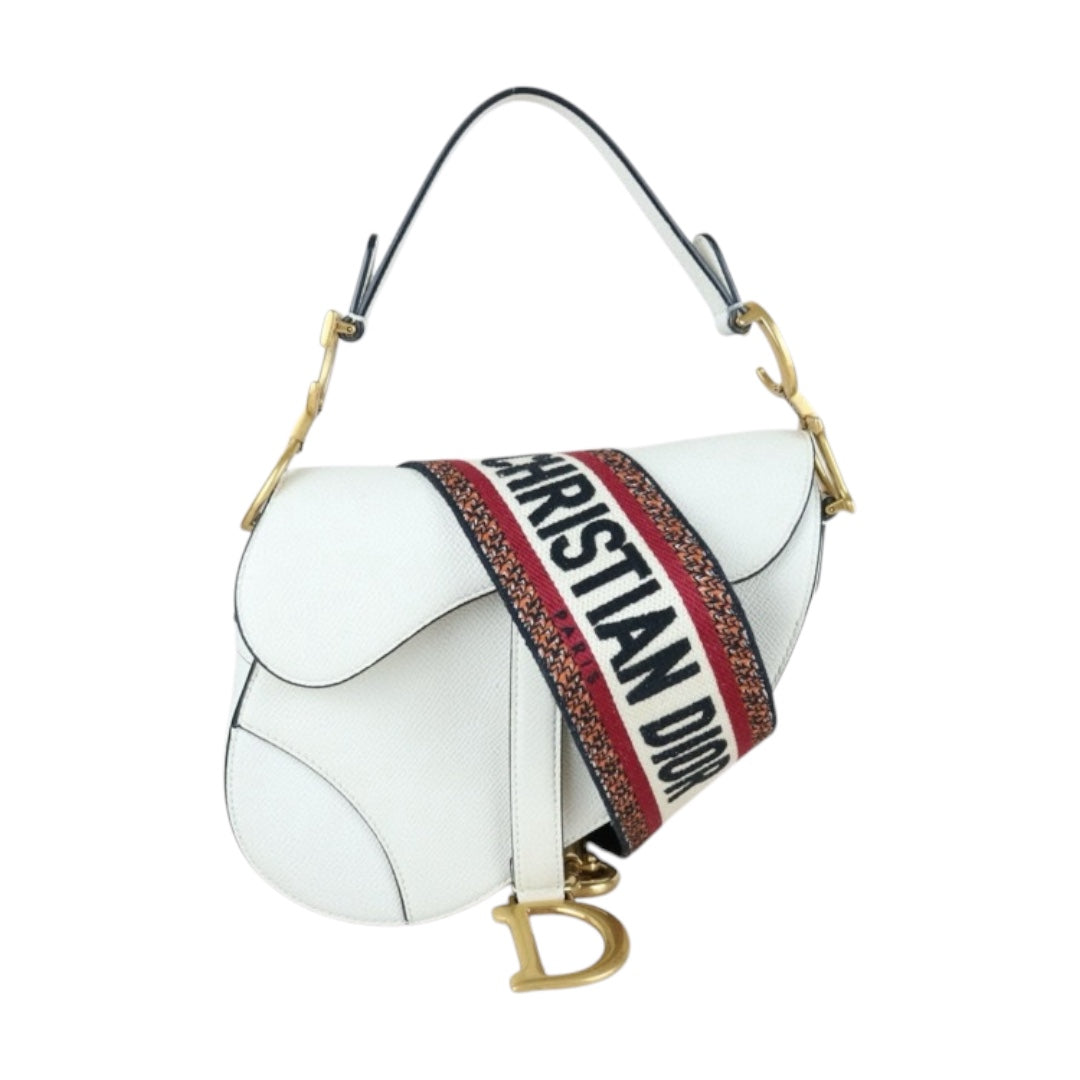 Good ( Rank AB)｜  Dior Calfskin Medium Saddle Bag White   ｜B25041501