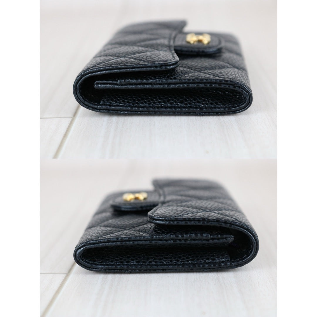 Very Good ( Rank A) ｜CHANEL Caviar Skin Calf Leather  Card Holder Black Made In 2019 Year｜X25070606