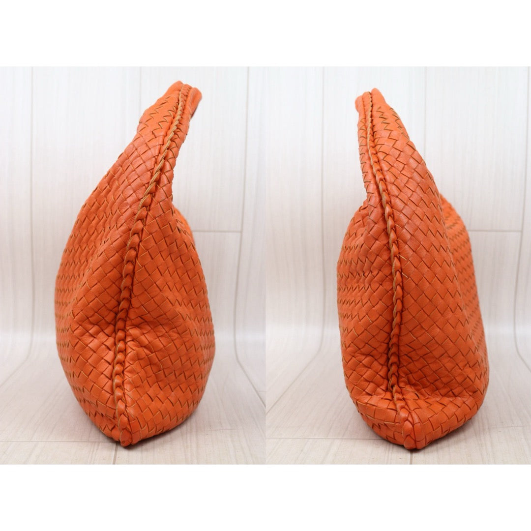 Good ( Rank AB)｜ Bottega Veneta Lamb Skin Braid Shoulder Bag Orange｜P25062704