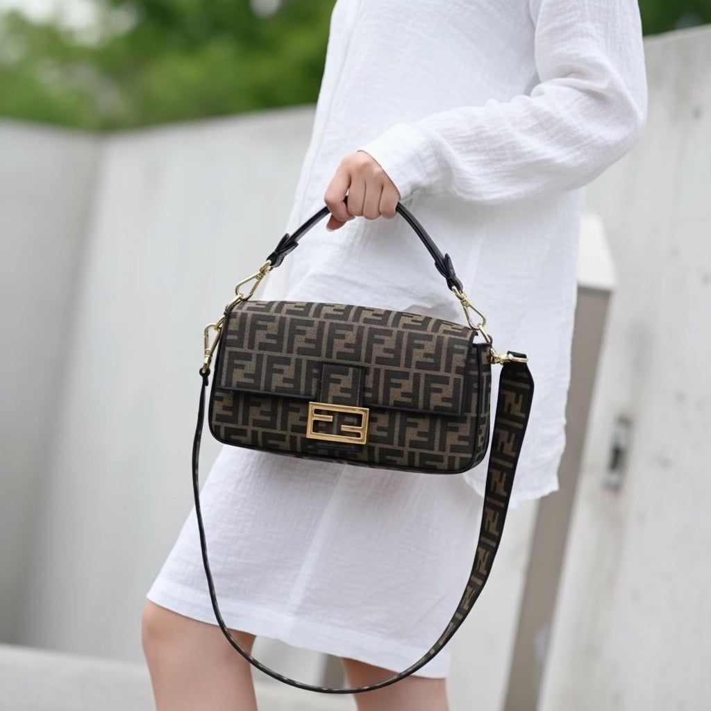 Include Entrupy Certificate of Authenticity｜Very Good ( Rank A)｜ FENDI Mamma Baguette Shoulder Bag  Gold Hardware Current Model｜S26060504