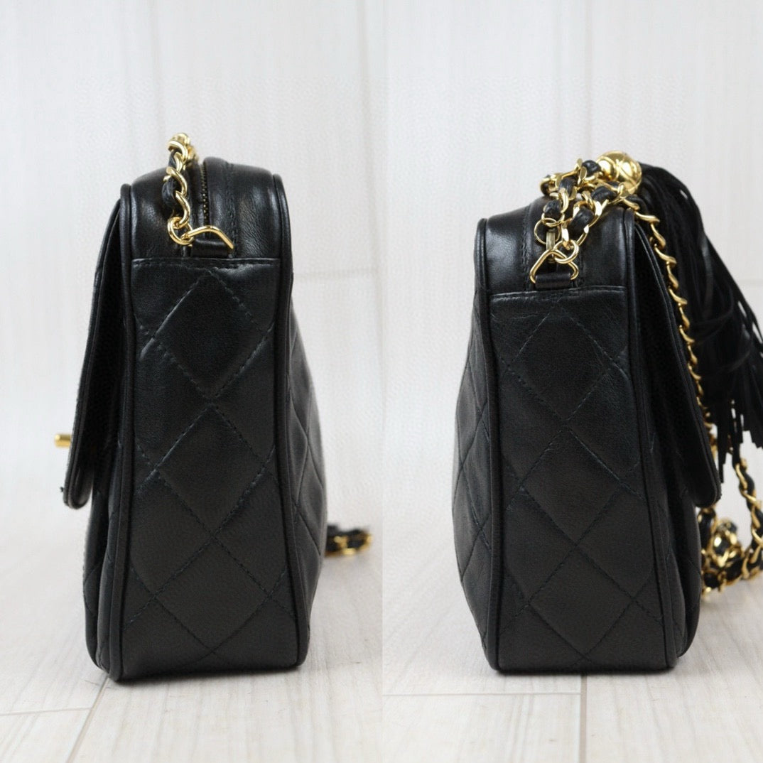 Good ( Rank AB)｜ CHANEL Lamb Skin Shoulder Bag Black  Made in 1991-1994Year ｜24080115