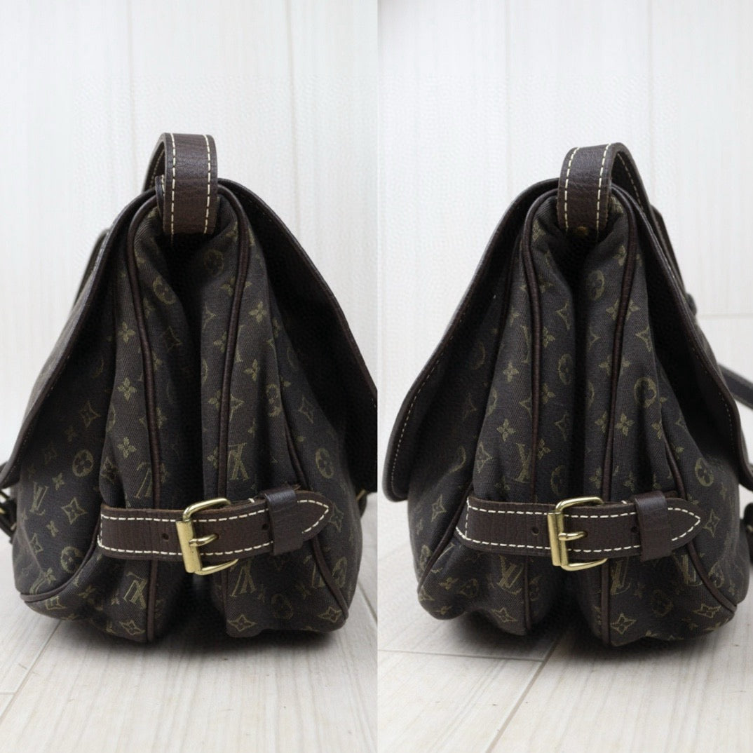 Rank AB｜LV Monogram Mini Run Saumur  Shoulder Bag Canvas Leather Brown｜24072401