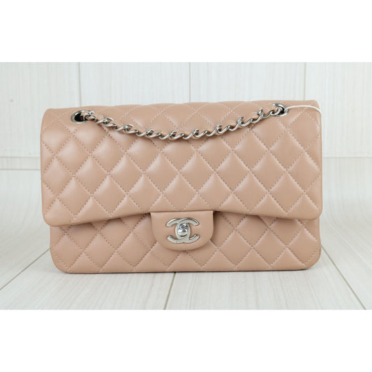 Include Entrupy Certificate of Authenticity｜Very Good ( Rank A)｜ CHANEL Lamb Skin Leather Chain Double Flap 25 Shoulder Bag  Nude Made In 2018Year｜S26082201