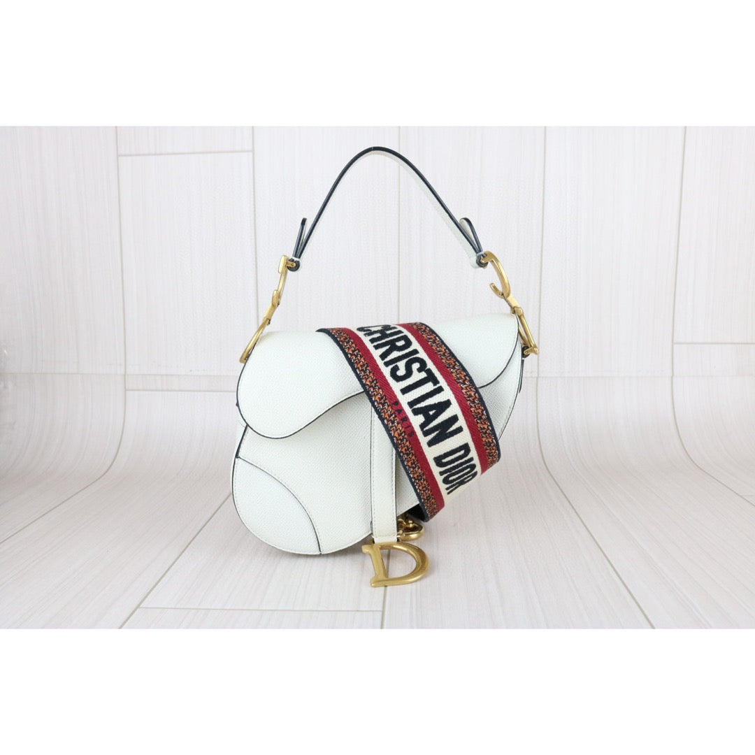 Good ( Rank AB)｜  Dior Calfskin Medium Saddle Bag White   ｜B25041501