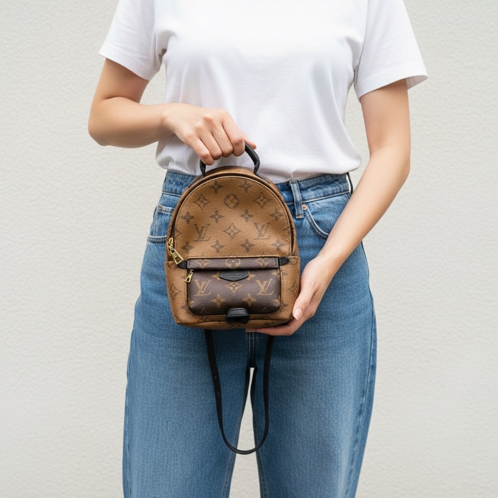 Include Entrupy Certificate of Authenticity｜Very Good ( Rank A) ｜  Louis Vuitton Monogram Coated Canvas Mini Palm Springs Backpack IC Chips Model｜S26040106