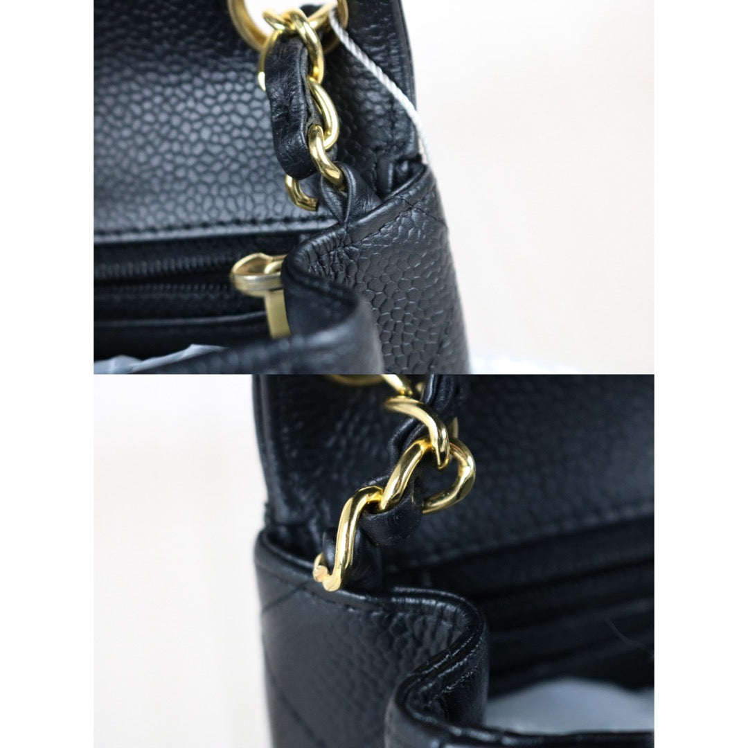 Include Entrupy Certificate of Authenticity｜Good ( Rank AB)｜ CHANEL  Mini Matrasse  Caviar Skin 17 Flap 24k gold plated  Shoulder Bag Made in 2006-2008 Year｜S26031512